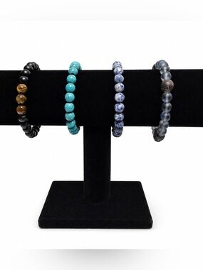 Beaded Bracelets - Blue, Iridescent, Black, OR Turquoise